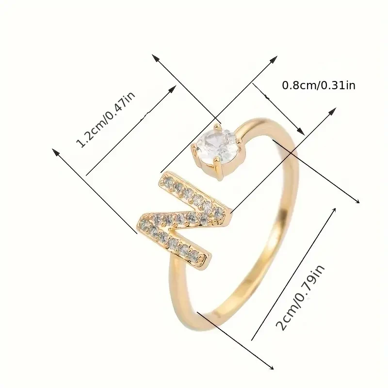 Anillo envolvente con alfabeto de moda