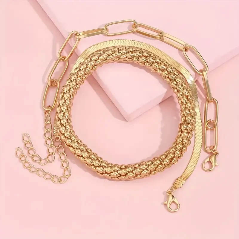 Pulsera de cadena con hueso de serpiente dorado de inspiración vintage