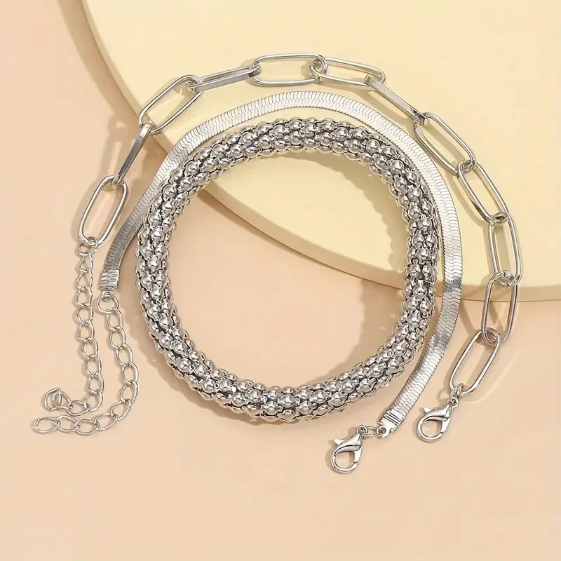 Pulsera de cadena con hueso de serpiente dorado de inspiración vintage