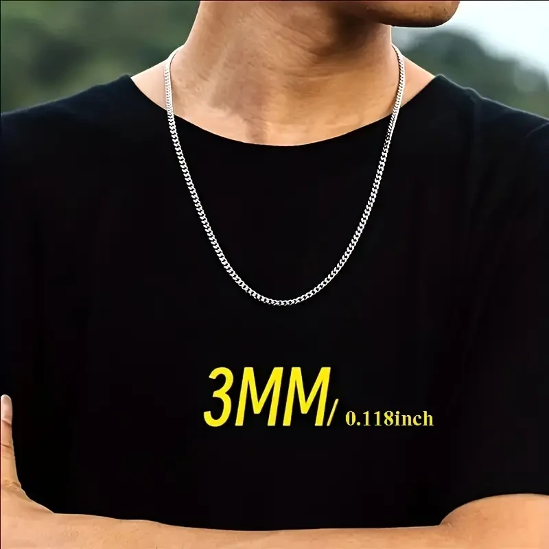 1 collar de cadena cubana de acero de titanio para hombre