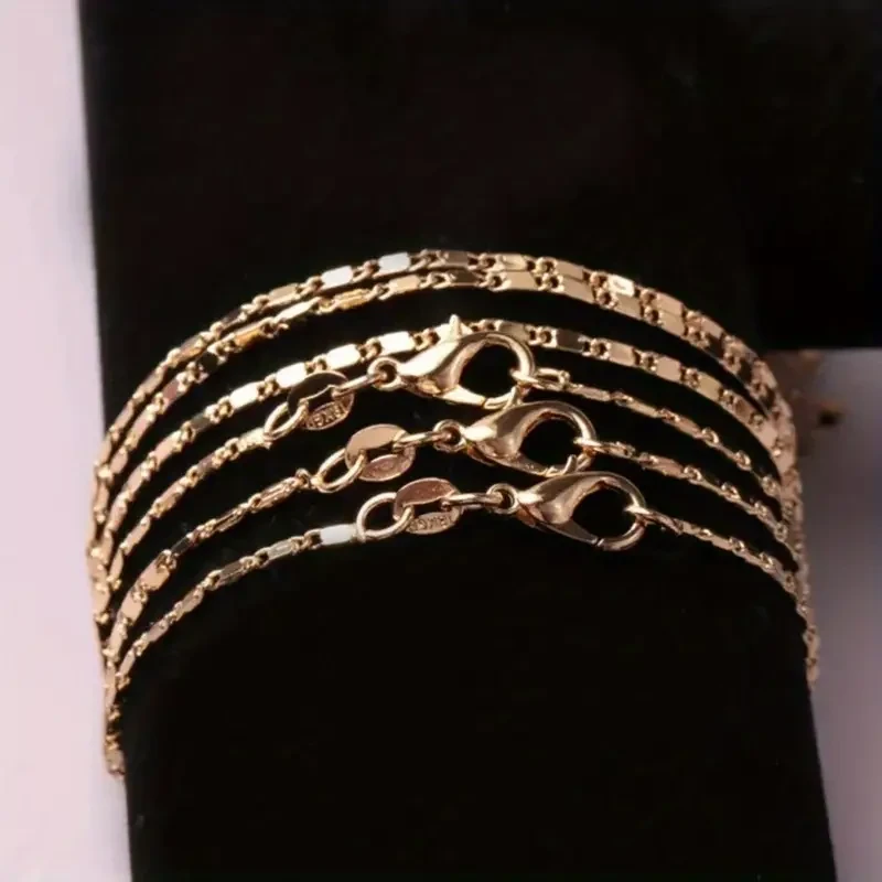 Cadena de collar punk italiana plana de oro de 18 quilates