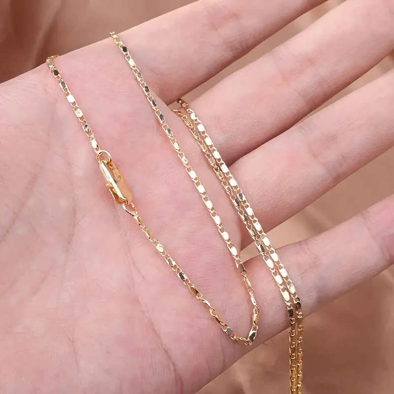 Cadena de collar punk italiana plana de oro de 18 quilates