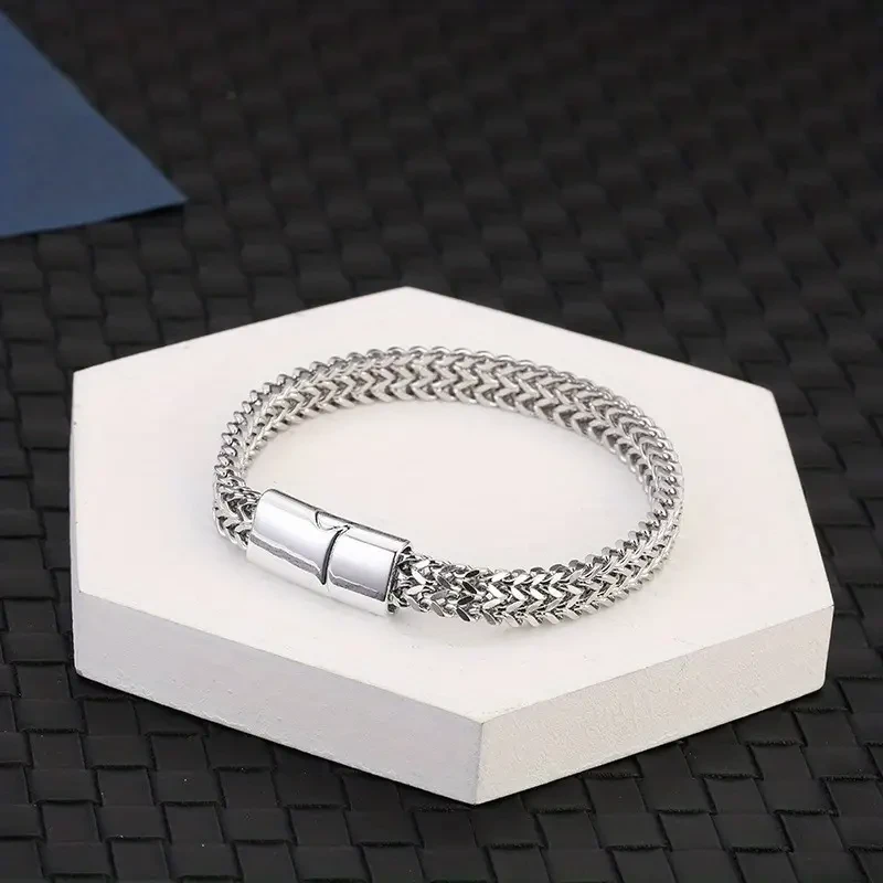 Pulsera de cadena trenzada de acero inoxidable de primera calidad para hombre