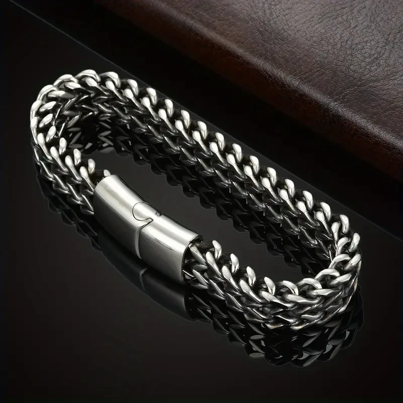 Pulsera de cadena trenzada de acero inoxidable de primera calidad para hombre