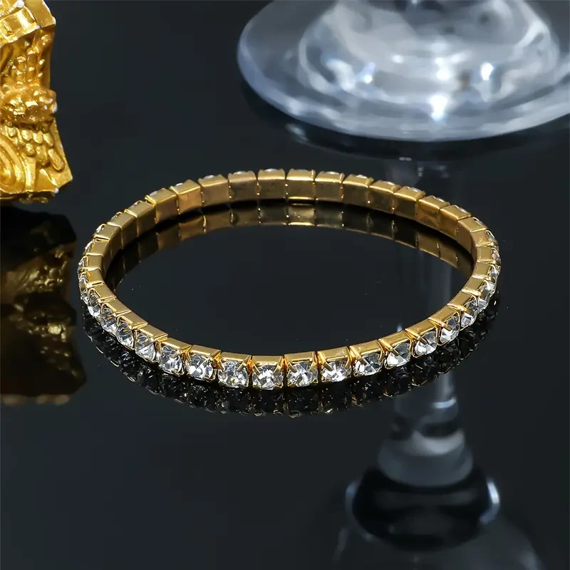 Impresionante pulsera de tenis con diamantes de imitación -