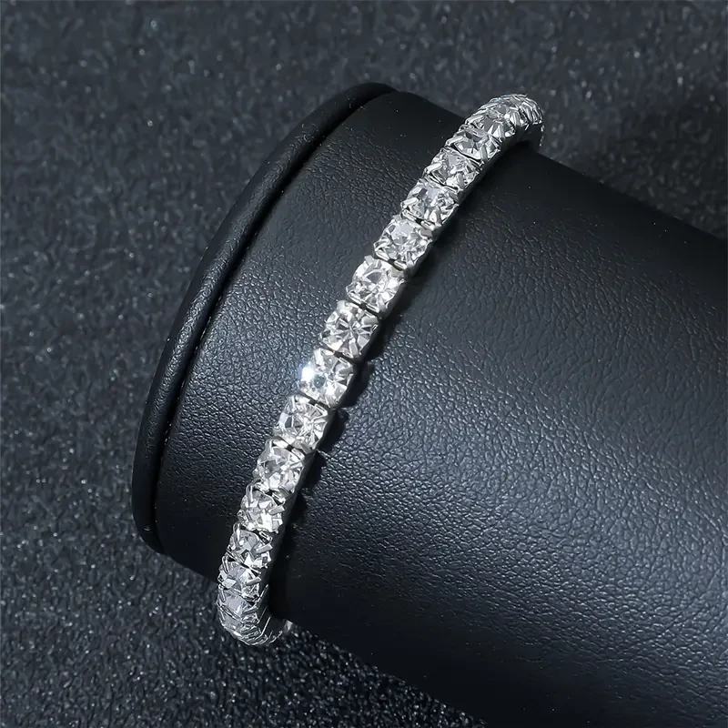 Impresionante pulsera de tenis con diamantes de imitación -