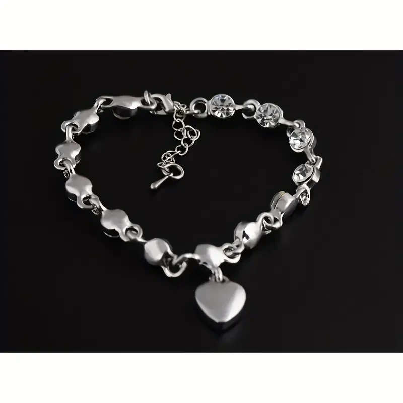 Pulsera de diamantes de imitación con corazón radiante del océano