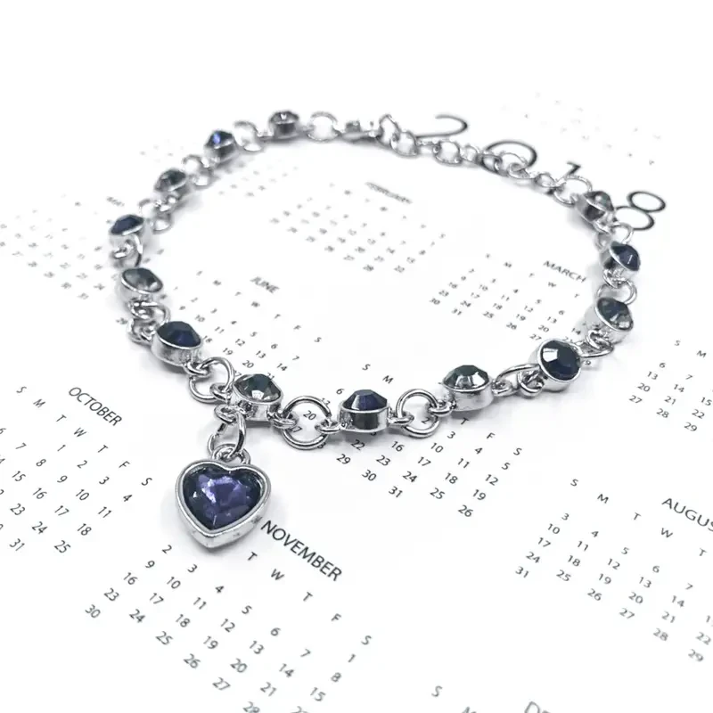 Pulsera de diamantes de imitación con corazón radiante del océano