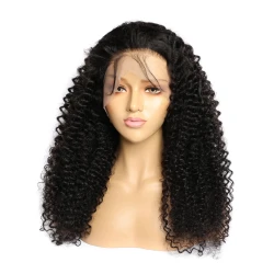 Peluca de cabello humano rizado con encaje