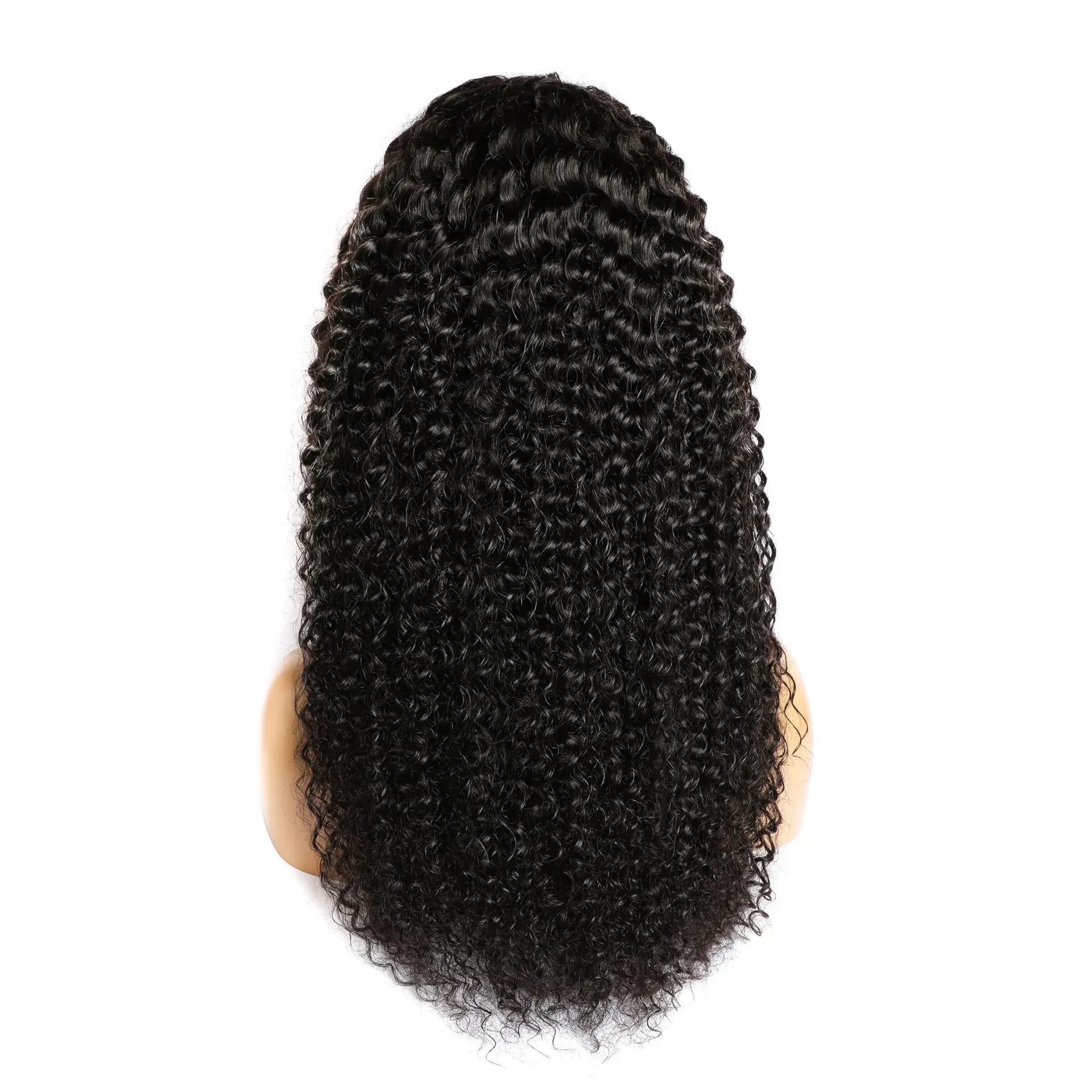Peluca de cabello humano rizado con encaje