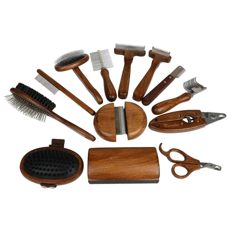 Peine para mascotas de madera maciza antiguo para quitar el pelo