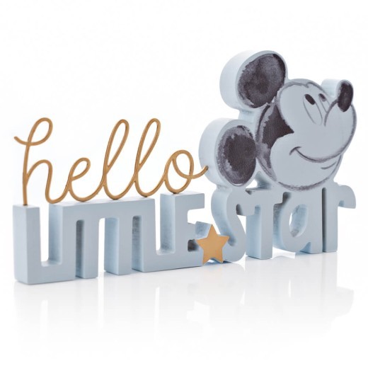 Placa con palabras: Mickey Mouse Hola Estrellita