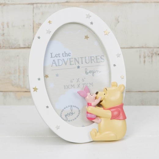 Marco redondo de resina de Winnie The Pooh y Piglet