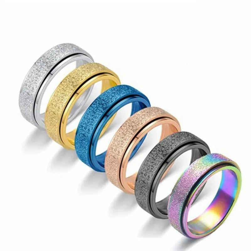 Anillos giratorios para la ansiedad, color plata arcoíris, para aliviar el estrés, para mujeres y hombres.