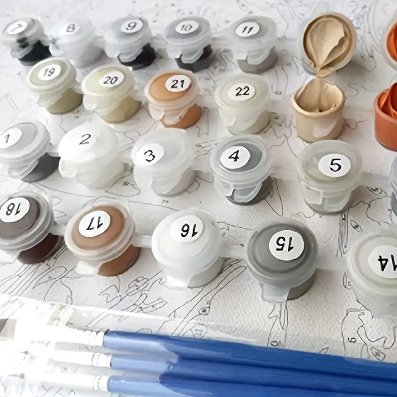 Kit de pintura por números sobre lienzo 40x50 cm con marco de madera Tulipanes brillantes