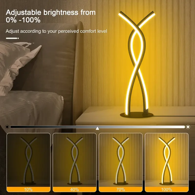 Lámpara de mesa artística LED en espiral (1 unidad) - Luz ambiental RGB con brillo ajustable