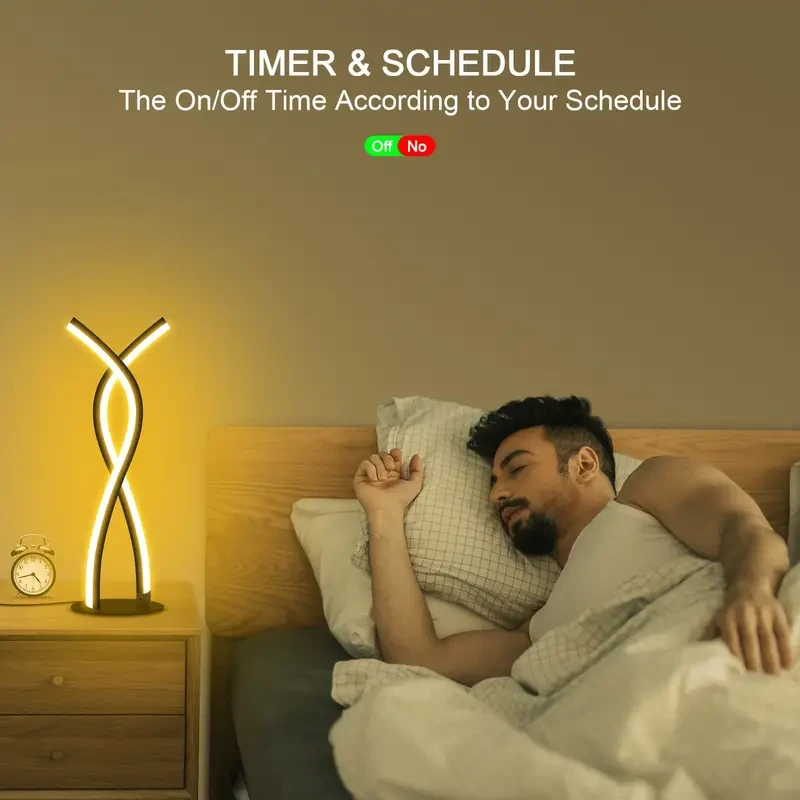 Lámpara de mesa artística LED en espiral (1 unidad) - Luz ambiental RGB con brillo ajustable