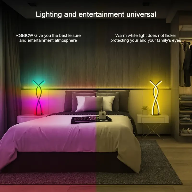 Lámpara de mesa artística LED en espiral (1 unidad) - Luz ambiental RGB con brillo ajustable