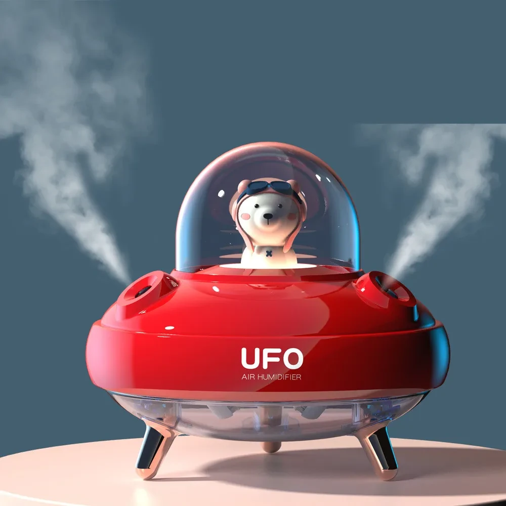 Humidificador ultrasónico USB inalámbrico de doble boquilla con diseño de oso de dibujos animados
