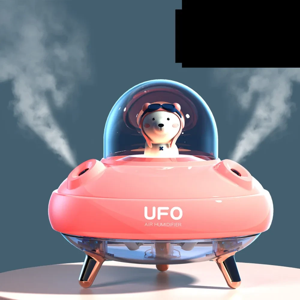Humidificador ultrasónico USB inalámbrico de doble boquilla con diseño de oso de dibujos animados