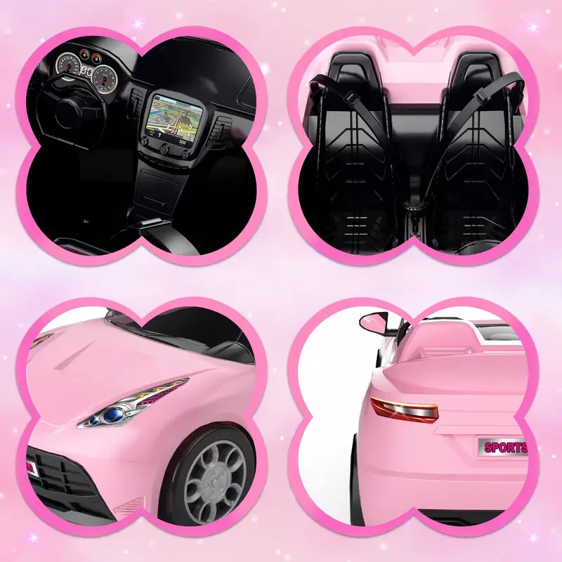 Coche deportivo infantil para muñecas de 29,21 cm. Con accesorios. Convertible de 2 plazas con arnés y ruedas. Regalo de Navidad para niñas.