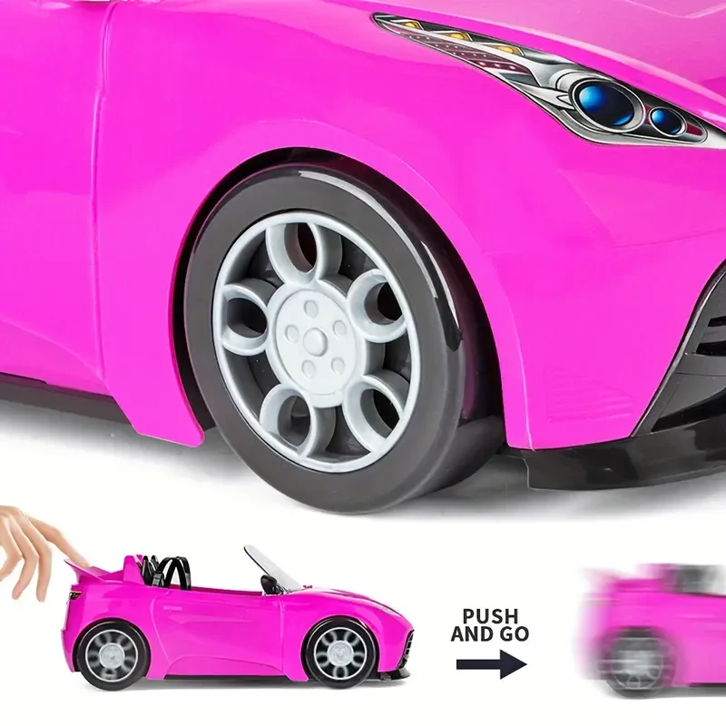 Coche deportivo infantil para muñecas de 29,21 cm. Con accesorios. Convertible de 2 plazas con arnés y ruedas. Regalo de Navidad para niñas.