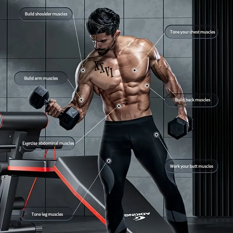 Banco de mancuernas plegable ADKING 13 en 1: ayuda ajustable para abdominales y entrenamiento de fuerza