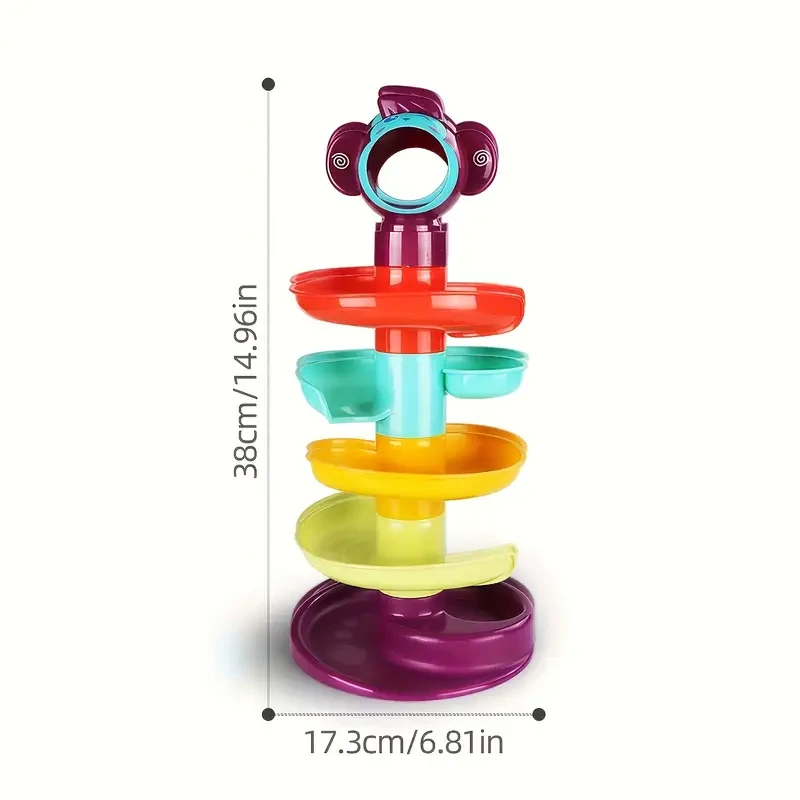 Torre de bolas con tobogán y pista divertida y educativa: juguete educativo para la primera infancia con bola rodante