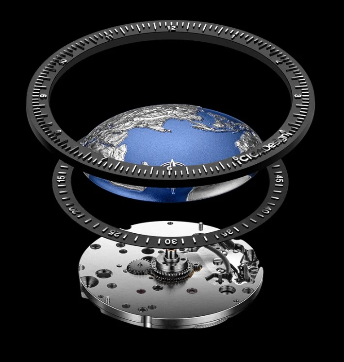 Rotating Earth Mechanical Watch