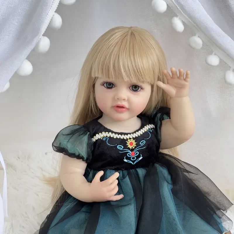 Muñeca princesa impermeable súper realista de 22 pulgadas - Vinilo de silicona suave para niñas - Compañera de juegos duradera, segura y adorable