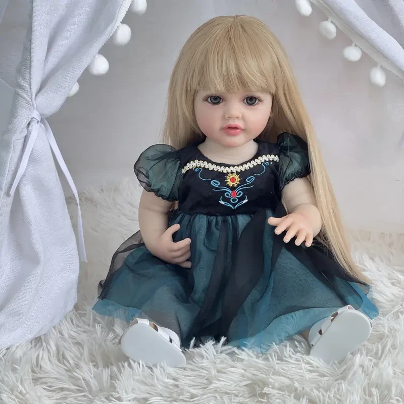 Muñeca princesa impermeable súper realista de 22 pulgadas - Vinilo de silicona suave para niñas - Compañera de juegos duradera, segura y adorable
