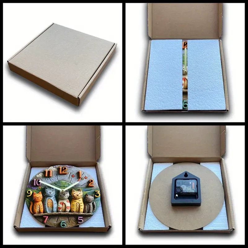 Reloj de pared de cuarzo con adorables gatos caprichosos de 8 pulgadas