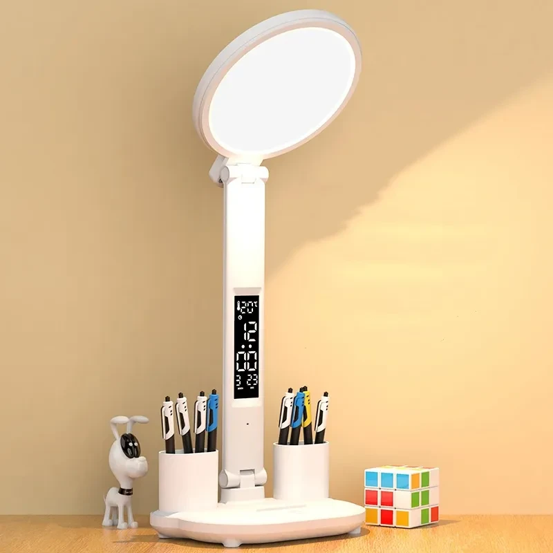 Lámpara de mesa con reloj LED estético