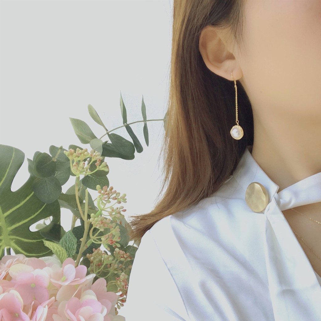 Pendientes largos de perlas para mujer