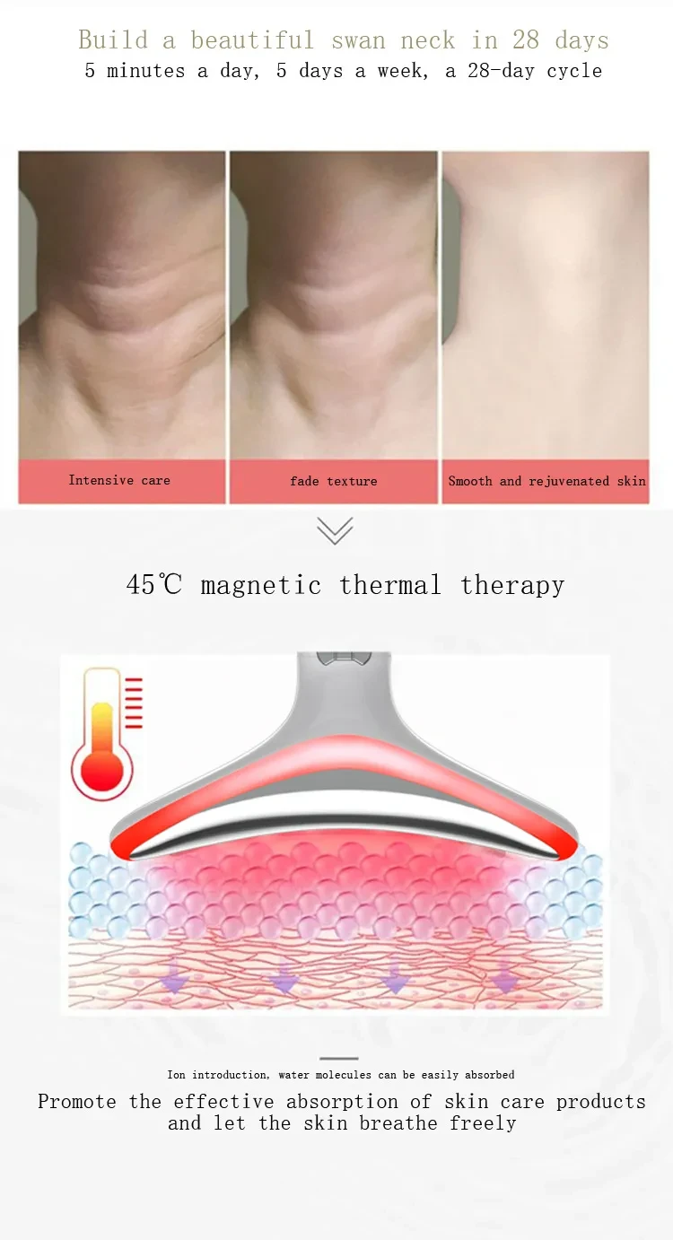 Instrumento de belleza para el cuello con luz de color para masaje de cuello
