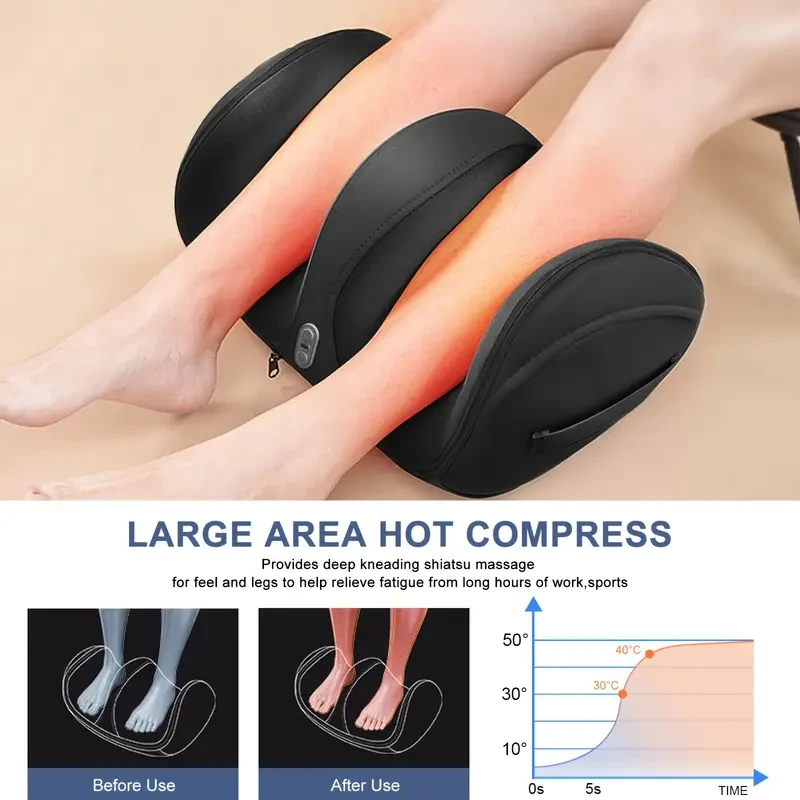 Masajeador de pies y pantorrillas con calor AISZG - Terapia Shiatsu recargable para una relajación profunda de los tejidos
