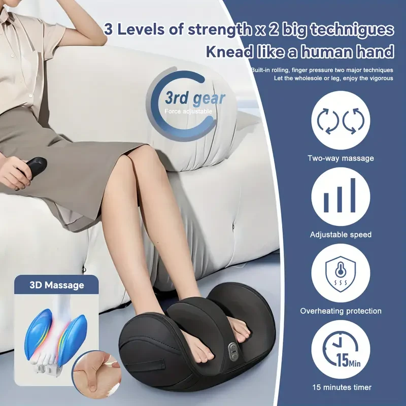 Masajeador de pies y pantorrillas con calor AISZG - Terapia Shiatsu recargable para una relajación profunda de los tejidos