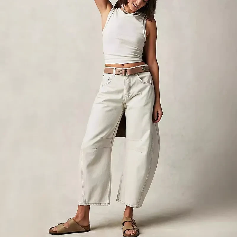 Pantalones anchos y holgados de moda, pantalones deportivos rectos de verano, ropa de mujer