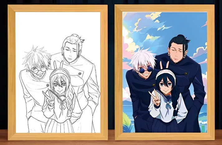 Marco de luz Jujutsu Kaisen Goto & Geto & Riko