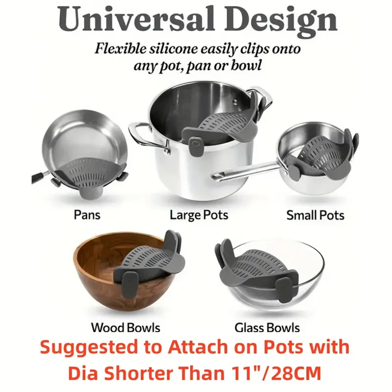 Colador de silicona con clip de silicona ajustable