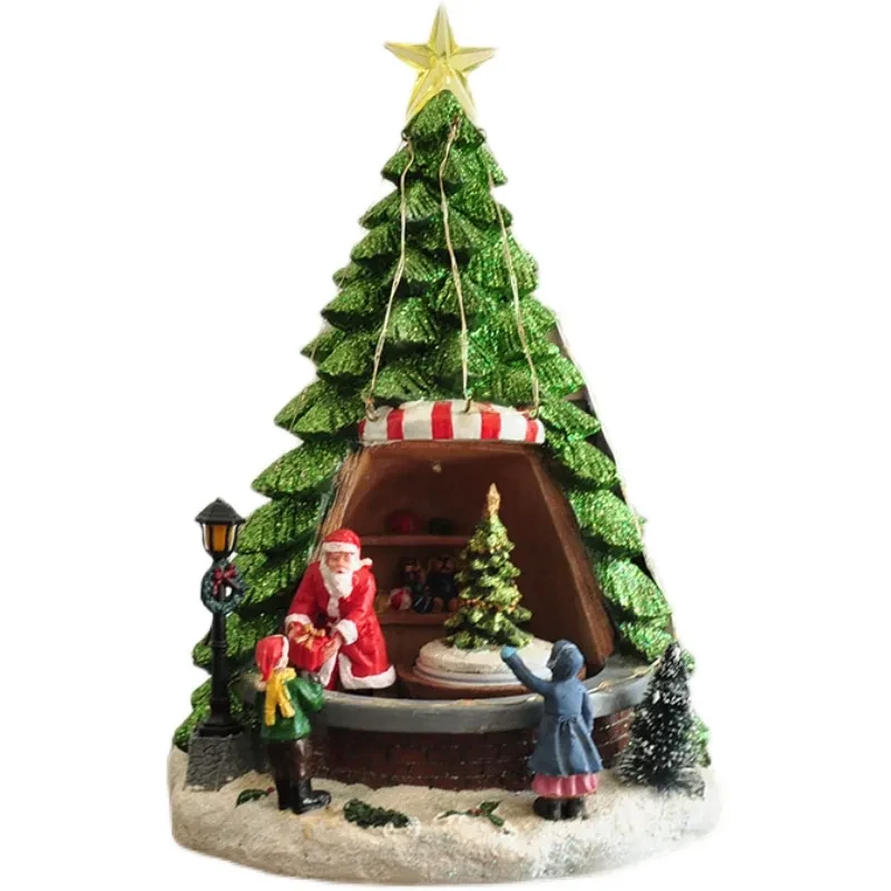 Adorno de caja de música de juguete de árbol de Navidad pintado a mano
