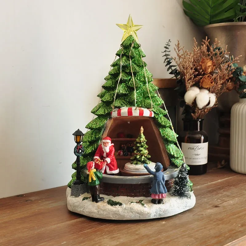 Adorno de caja de música de juguete de árbol de Navidad pintado a mano