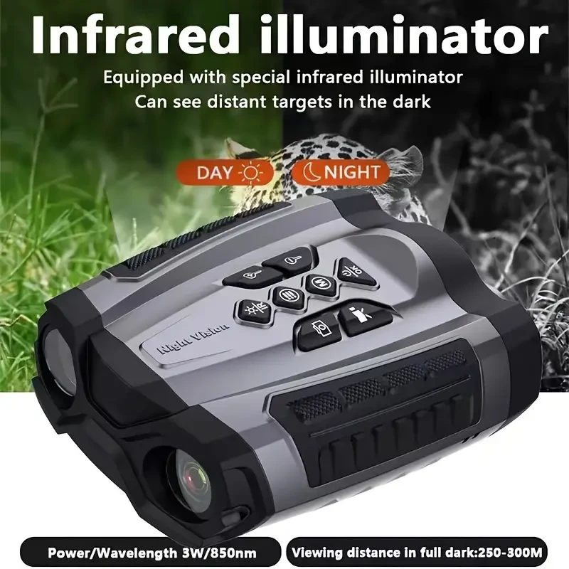 Dispositivo binocular de visión nocturna infrarroja, pantalla panorámica de 3 pulgadas, zoom digital de 10x, batería recargable integrada, ideal para monitoreo de granjas y estanques, patrullaje nocturno y pesca nocturna.
