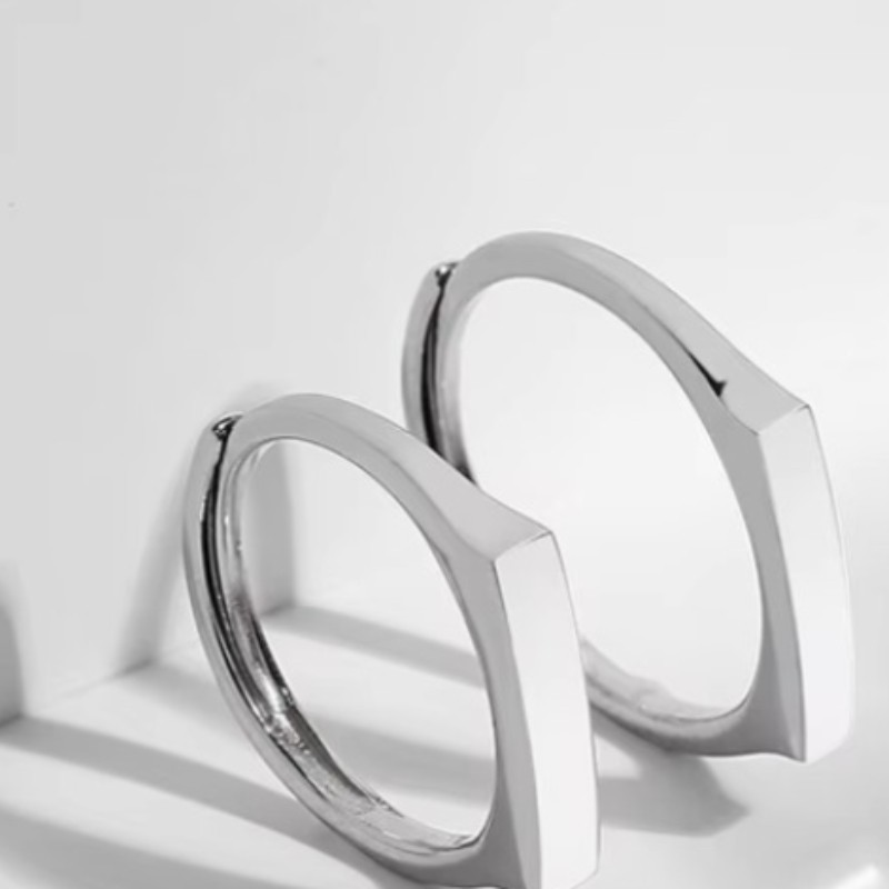 Anillo de pareja de proyección de plata pura S925 que no se decolora