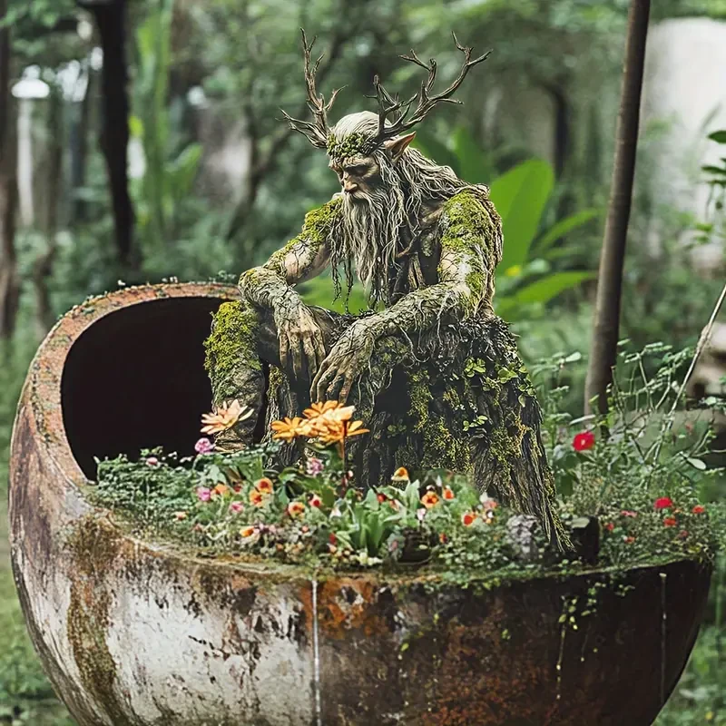Estaca de jardín acrílica "Rey del Bosque Encantador" de 30 x 19 cm