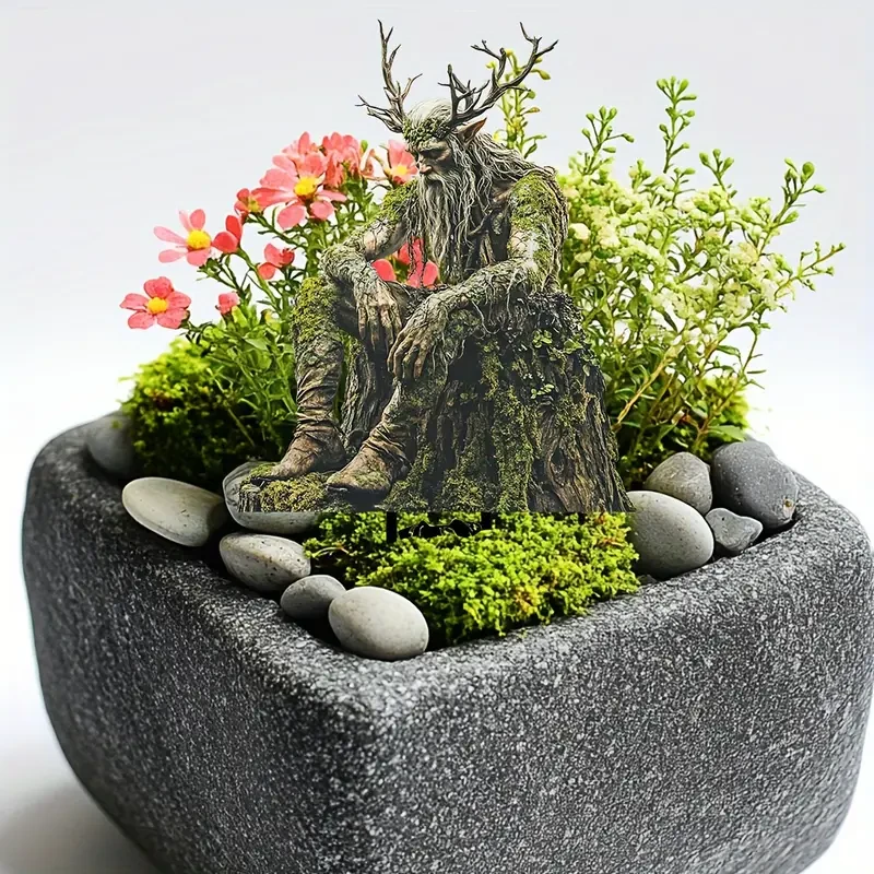 Estaca de jardín acrílica "Rey del Bosque Encantador" de 30 x 19 cm