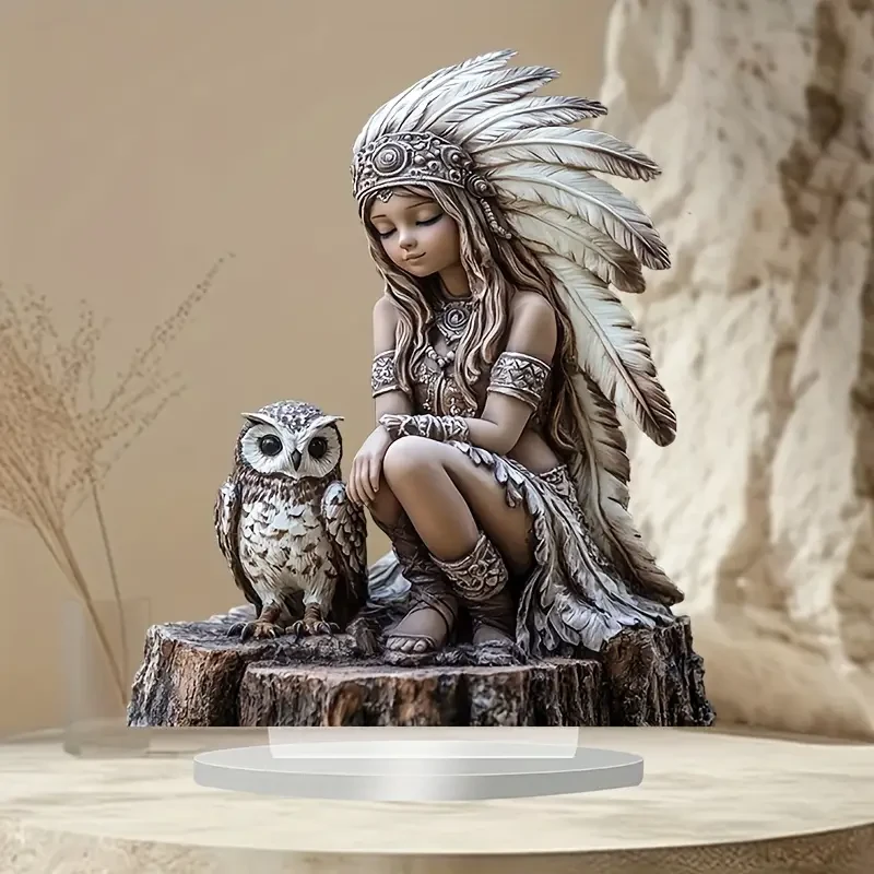 Figura vibrante de una pieza de estilo bohemio chic indio y búho