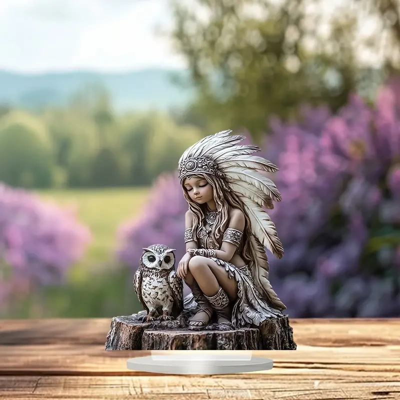 Figura vibrante de una pieza de estilo bohemio chic indio y búho