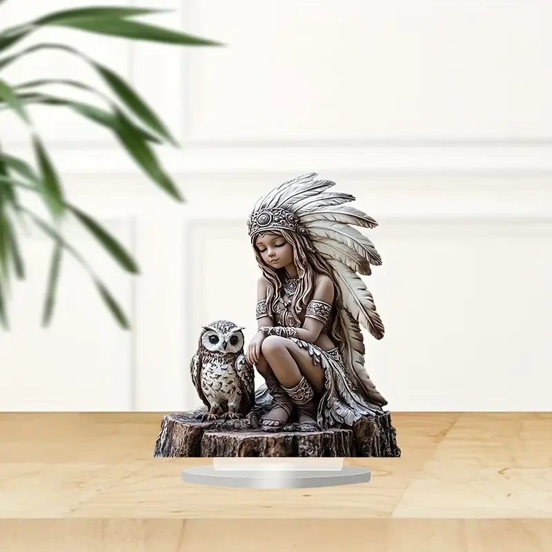 Figura vibrante de una pieza de estilo bohemio chic indio y búho