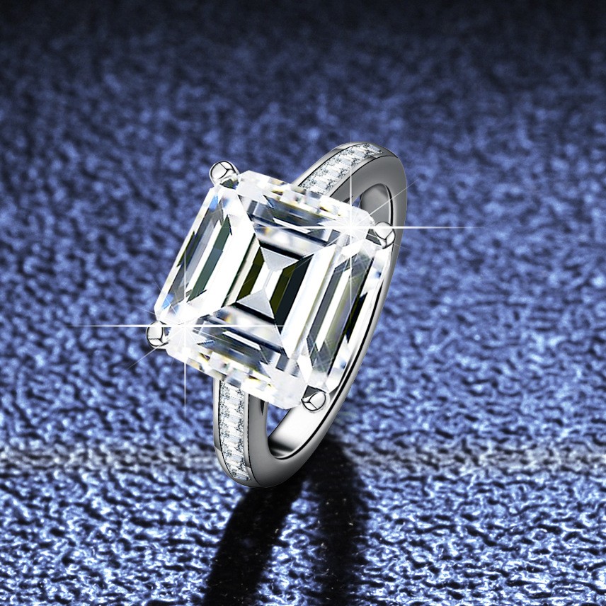 Anillo de moissanita de plata S925 de 5 quilates para mujer